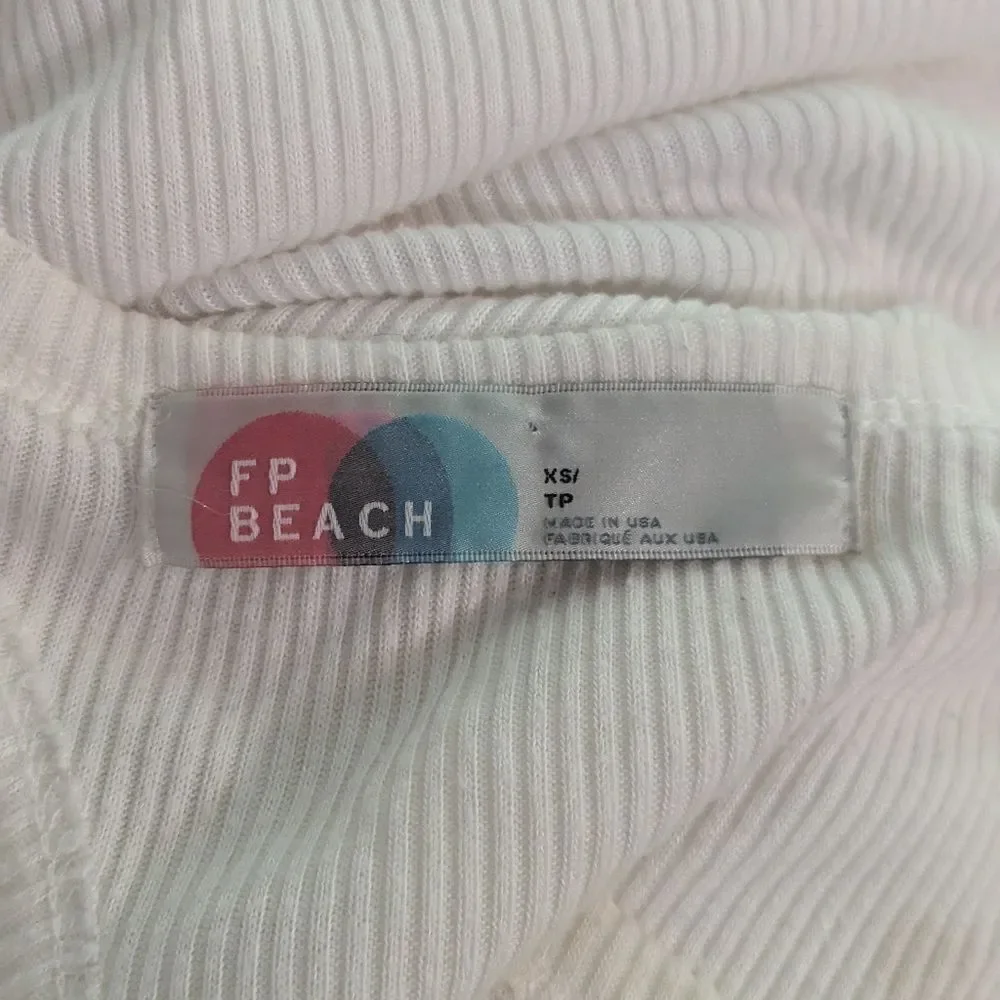 Free People Beach White Ribbed Stretch Mini Dress
